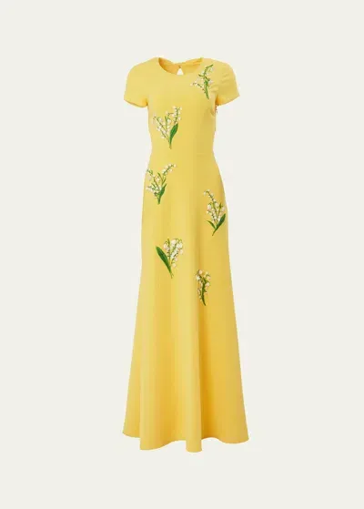 Carolina Herrera Embroidered Maxi Dress In Yellow