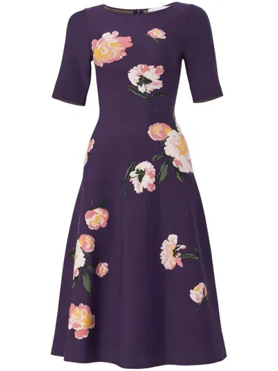 Carolina Herrera Floral-jacquard Dress In Black