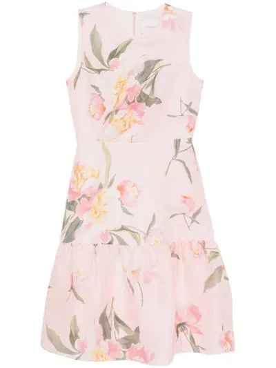 Carolina Herrera Floral-print Dress In Pink