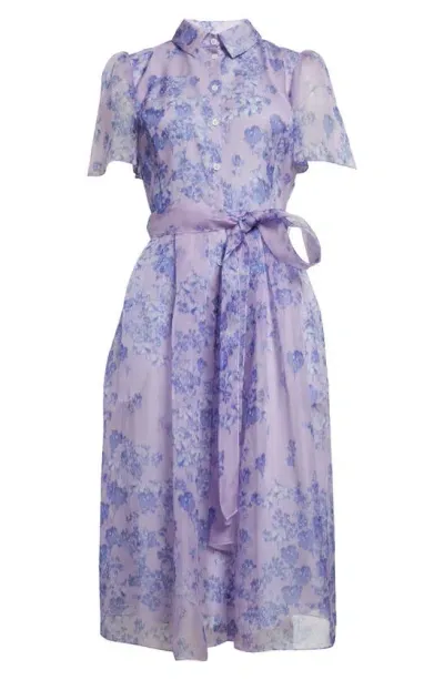 Carolina Herrera Floral Silk Midi Shirtdress In Lilac