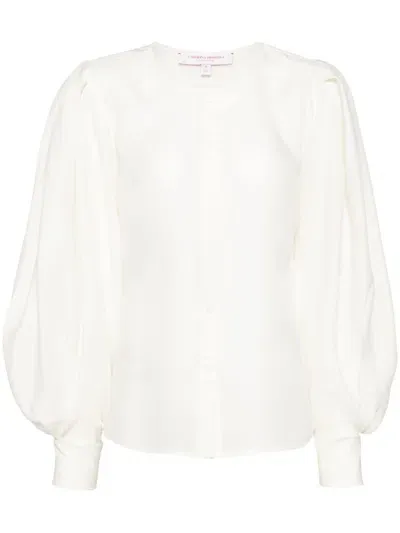 Carolina Herrera Puff Sleeves Gazer Top In White