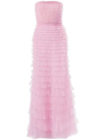 Carolina Herrera Ruffled Strapless Dress In Pink