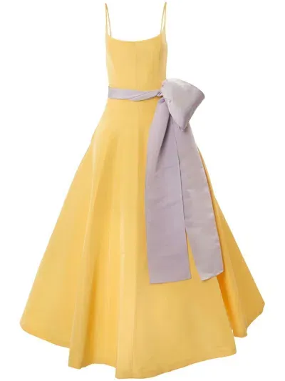 Carolina Herrera Sash-detail Scoop-neck Dress In Yellow