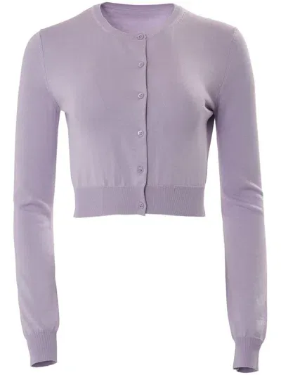 Carolina Herrera Silk-blend Cropped Cardigan In Purple