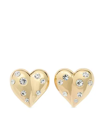 Carolina Herrera Stud-embellished Heart Earrings In Gold