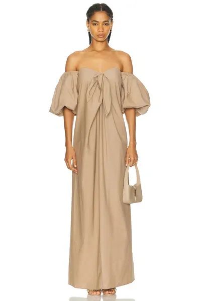 Caroline Constas Reyna Tie Front Column Dress In Chocolate