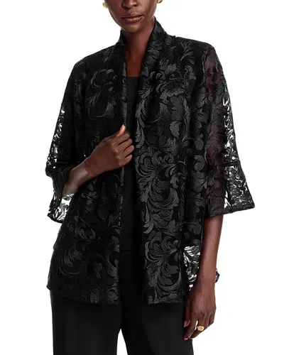 Caroline Rose Bella Lace Draped Cardigan In Black/black