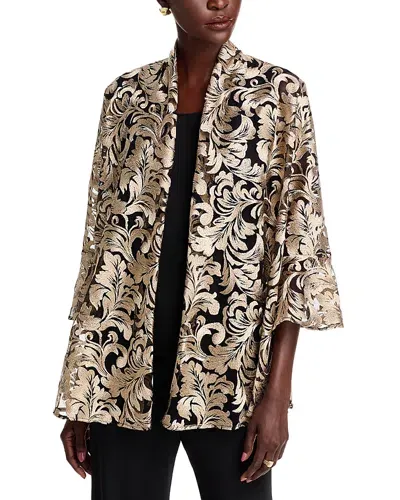 Caroline Rose Bella Lace Draped Cardigan In Champagne/black