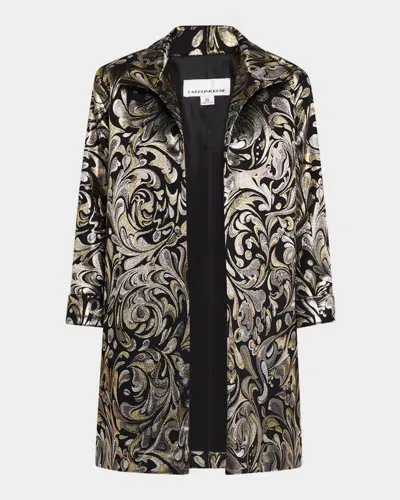 Caroline Rose Metallic Jacquard Statement Jacket In Multi/black