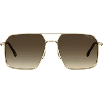 Carrera Eyewear 59mm Polarized Gradient Square Sunglasses In Gold Brown Havana/brown Polar