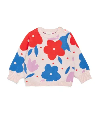 Carrèment Beau Kids' Cotton Floral Sweater In Pink