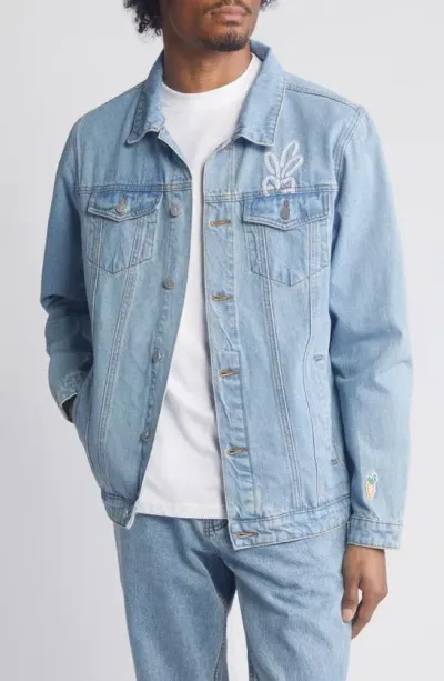 Carrots By Anwar Carrots Wordmark Cotton Denim Graphic Jacket In Blue