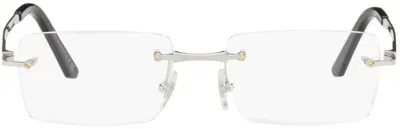 Cartier Silver 'santos De ' Glasses In Silver-silver-transp