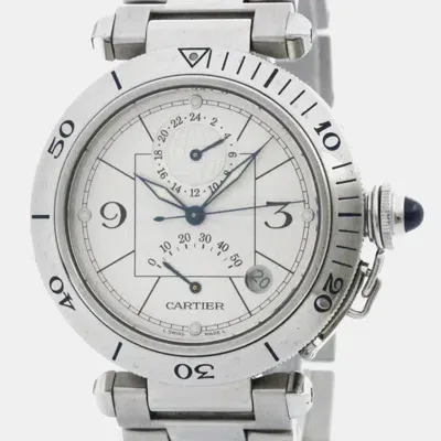 Pre-owned Cartier Silver Stainless Steel Pasha W31037h3 Automatic Men's Wristwatch 38 Mm