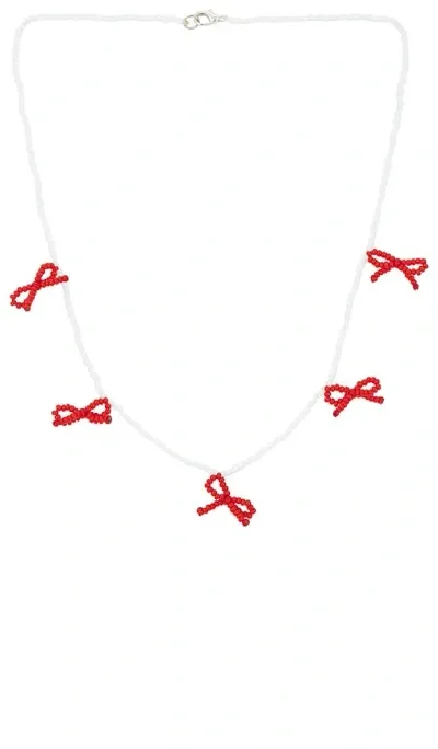 Casa Clara Cherry Bow Necklace In 레드