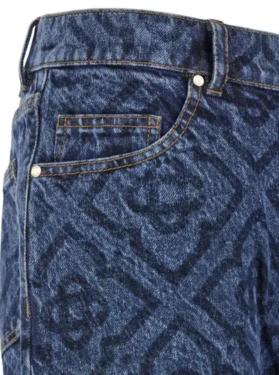 Casablanca Blue Five-pocket Jeans With Monogram In Denim Man