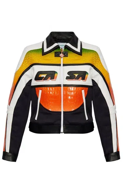 Casablanca Casa Sport Leather Jacket In Multi