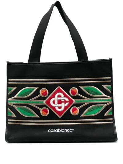 Casablanca Embroidered Tote Bag In Black