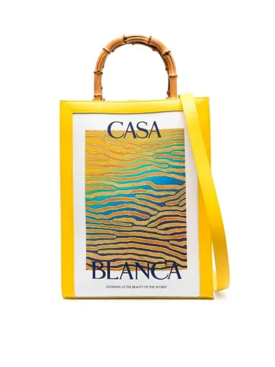 Casablanca Jour Dange House Tote Bags In Yellow