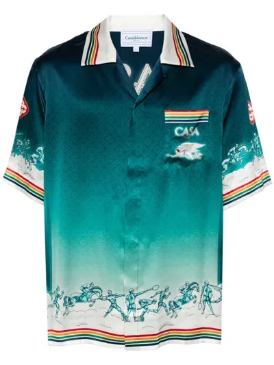 Casablanca La Deesse Du Stade Printed Silk-satin Shirt In Multicolor