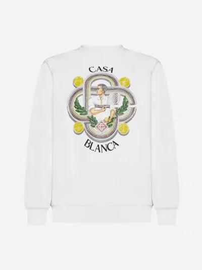 Casablanca Le Joueur Beaded Cotton Sweatshirt In White