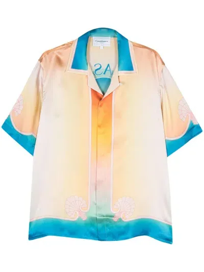 Casablanca Multicolour L'arc Coloré Silk Shirt In Blue