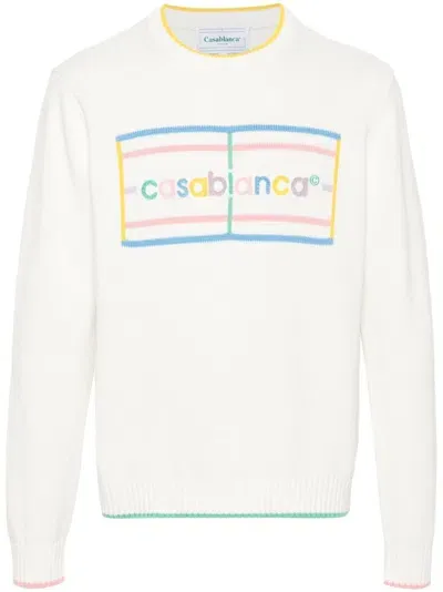 Casablanca Pastel Court Sweater In White