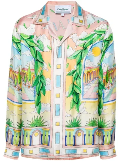 Casablanca Paysage Ideal Silk Shirt In Pink