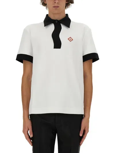 Casablanca Memphis Cotton-blend Polo Shirt In White