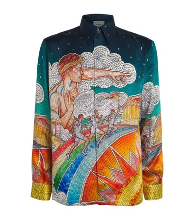 Casablanca Silk Olympics Mosaic Shirt In Multi