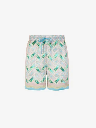 Casablanca Silk Ping Pong Bermuda Shorts In Light Pink