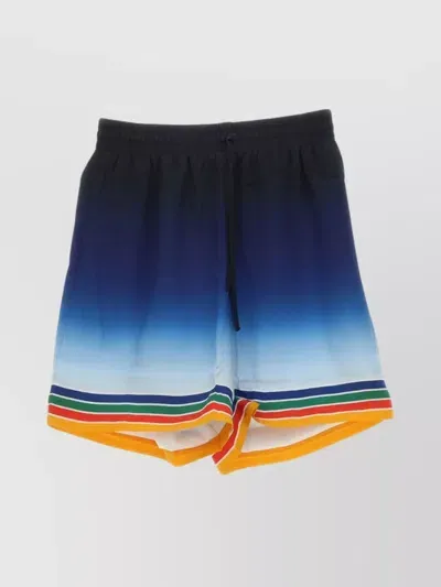 Casablanca Rainbow Monogram Silk Shorts In Studmisq