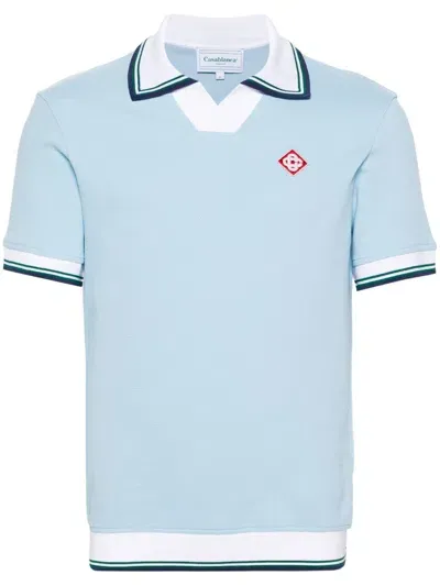 Casablanca Pikee-poloshirt Mit Logo-patch In Blue