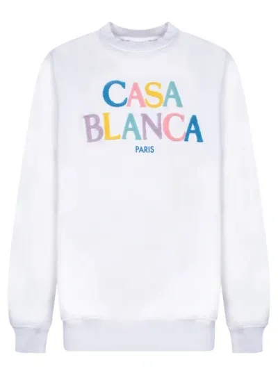 Casablanca Soft Fabric Sweatshirt With Crew Neck In White