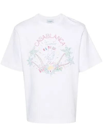 Casablanca White Logo Embroidery Organic Cotton T-shirt