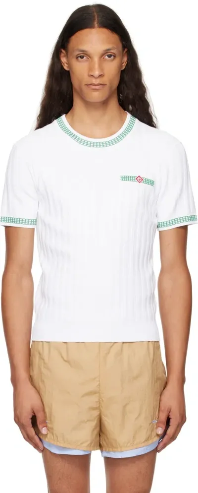 Casablanca White Rib Effect T-shirt