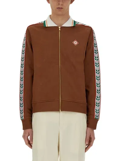 Casablanca Zip Sweatshirt. In Brown