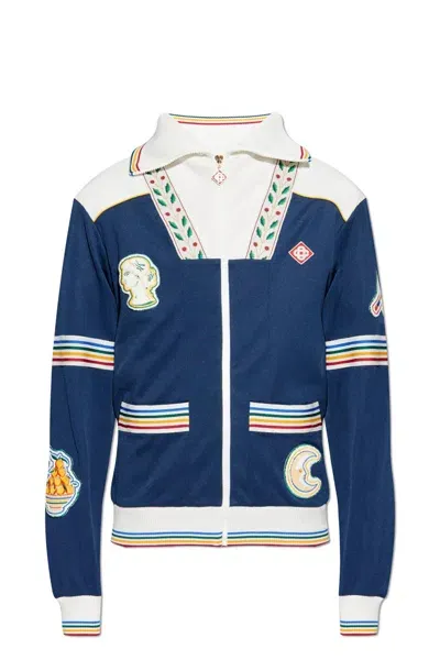 Casablanca Zip-up Sweatshirt In Blue