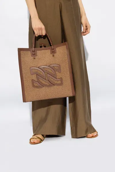 Casadei Beauriva Straw Tote Bag In Brown