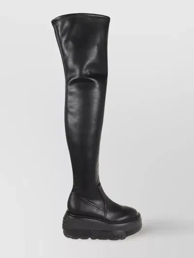 Casadei Chunky Heel Over-the-knee Platform Boot In Black