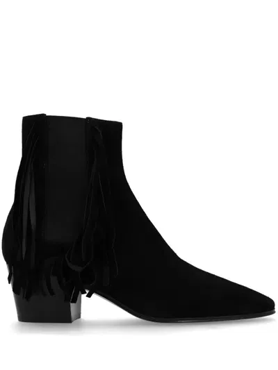 Casadei Fringed Ankle Boots In Black