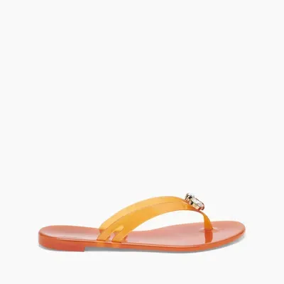 Casadei Jelly Crystal-embellished Flip Flops In Topaz