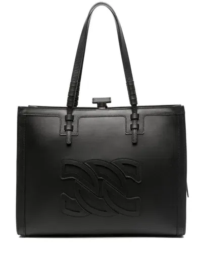 Casadei Love Leather Tote Bag In Black