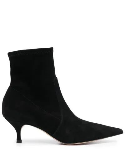 Casadei Pointed-toe 65mm Suede Boots In Black