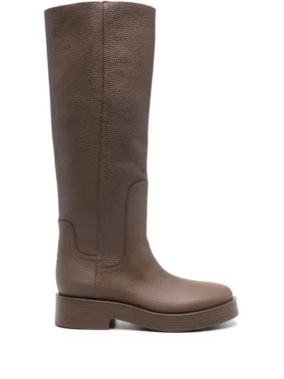 Casadei Knee-high Leather Boots In Caribou