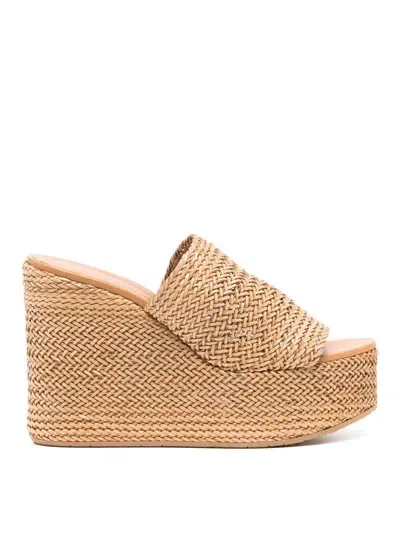 Casadei Twiga 80mm Wedge Mules In Natural