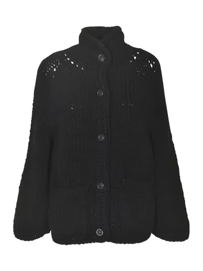 Casey Casey High-neck Woven Cardigan In Black