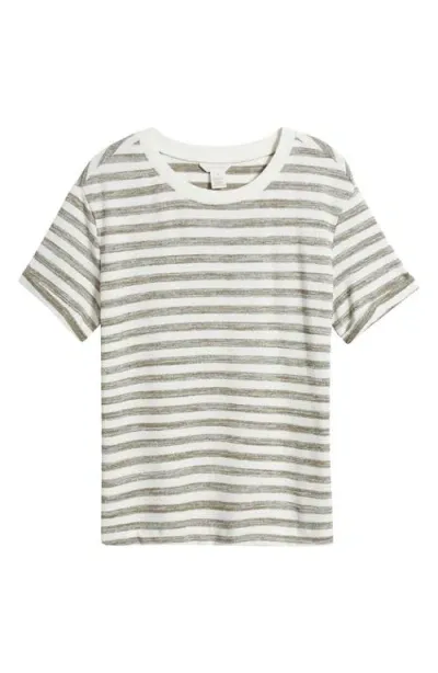 Caslonr Caslon(r) Ease Stripe Crewneck T-shirt In Olive Burnt-white Charm Stripe