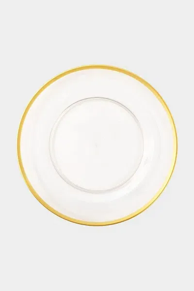 Caspari Acrylic Plate Charger In Clear With Gold Rim