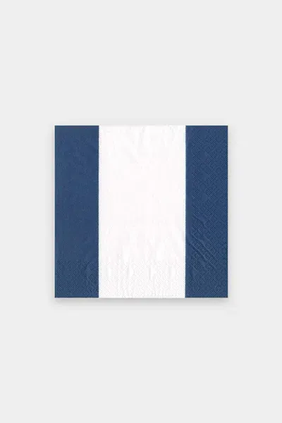 Caspari Bandol Stripe Paper Cocktail Napkins In Navy In Blue